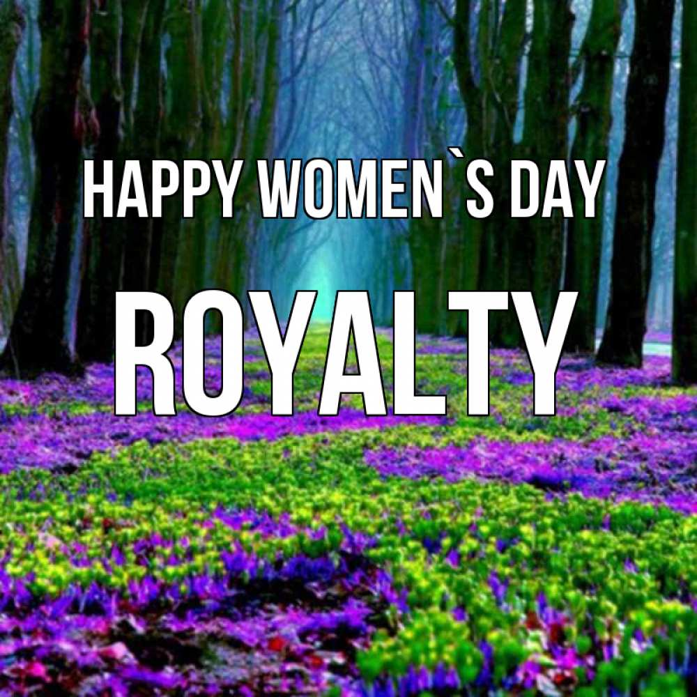 Greetings card с именем, Royalty happy women`s day фиолетовые цветы в лесу 1 Greetings with text for free download 